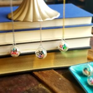 Miniature Terrarium Necklace w Micro Clay Plants