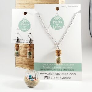 3pc Gift Set - Necklace, Earrings, Micro Terrarium