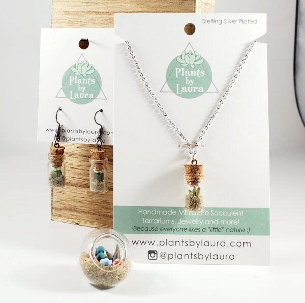 3pc Gift Set - Necklace, Earrings, Micro Terrarium