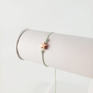 Sage Green String w Rose Gold Star Adjustable String Bracelet