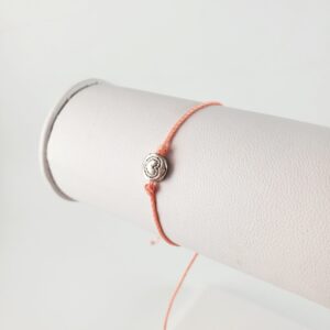 Orange String w Silver Heart Adjustable String Bracelet
