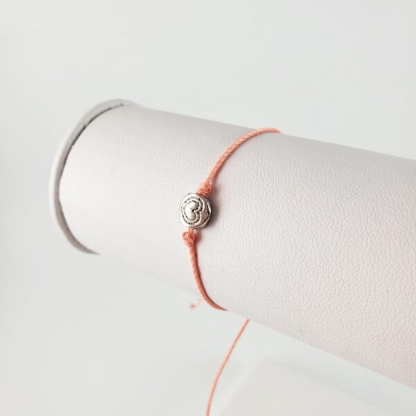 Orange String w Silver Heart Adjustable String Bracelet