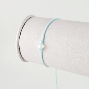 Baby Blue w Pearl Seed Bead Adjustable String Bracelet