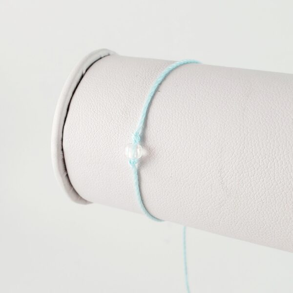 Baby Blue w Pearl Seed Bead Adjustable String Bracelet