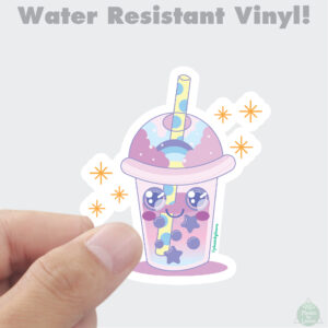 Pink Bubble Tea Character Vinyl Sticker