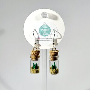 Sterling Silver Micro Bottle Earrings with Clay Plants