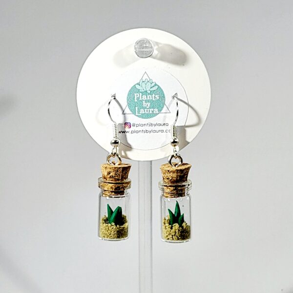 Sterling Silver Micro Bottle Earrings with Clay Plants