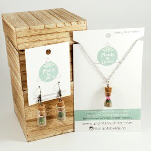 Plant Bottle Necklace and Earrings Gift Set