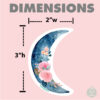 Floral Crescent Moon Vinyl Sticker - Image 2