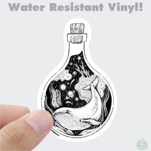 Hand Drawn Whale in Space Vinyl Sticker
