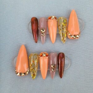 Peach Gold Nails