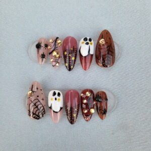 Spooky Burgundy Nails