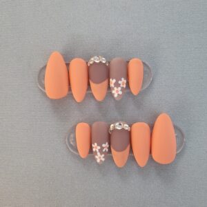Peach Flower Press-On Reusable Nails