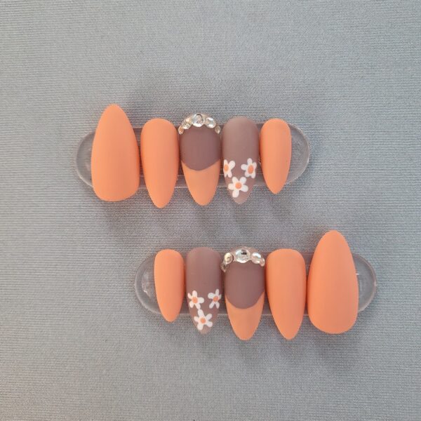 Peach Flower Press-On Reusable Nails