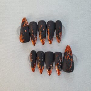 Matte Black Blood Spatter Nails