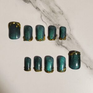 Green Cateye with Dripping Gold Nails