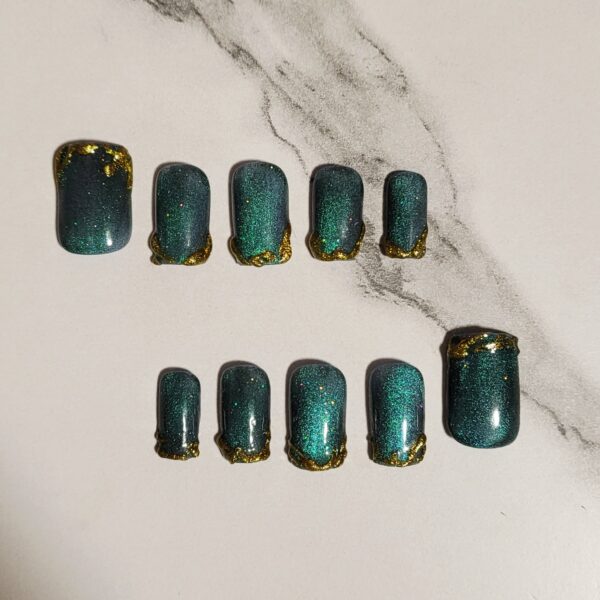 Green Cateye with Dripping Gold Nails