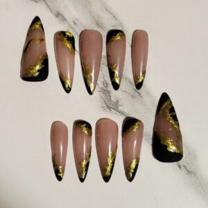 Matte and Gloss Gem Stiletto Nails