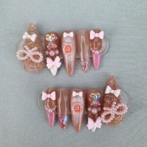 Pink Pearl Stiletto Nails