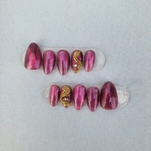 Red Cateye and Gold Nails