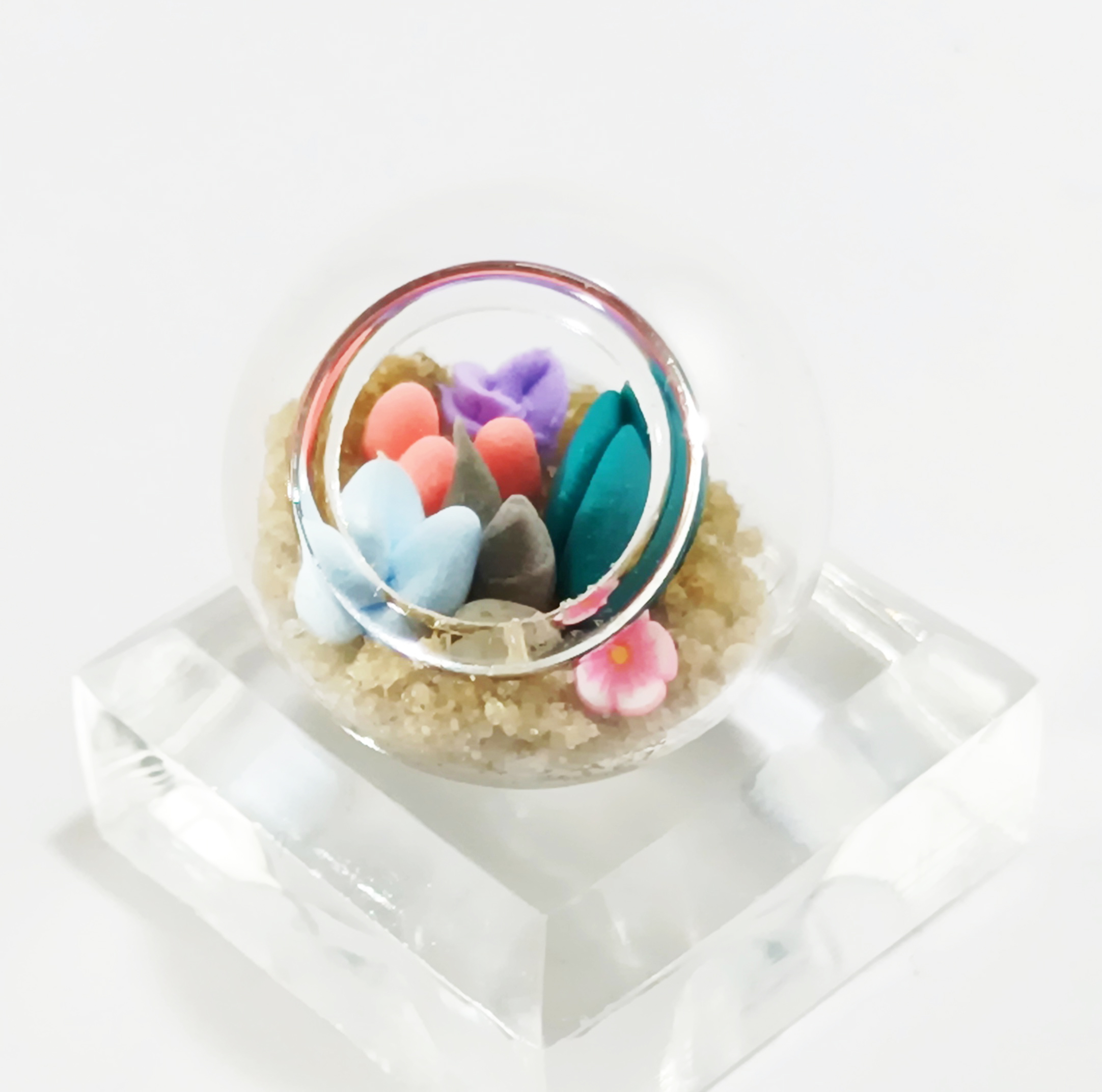 Micro Terrarium - Teal n Pink