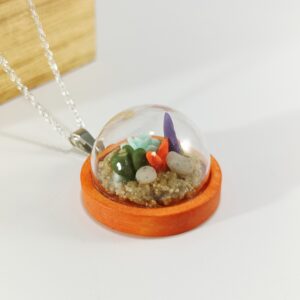 Wood Base Terrarium Necklace - Stream
